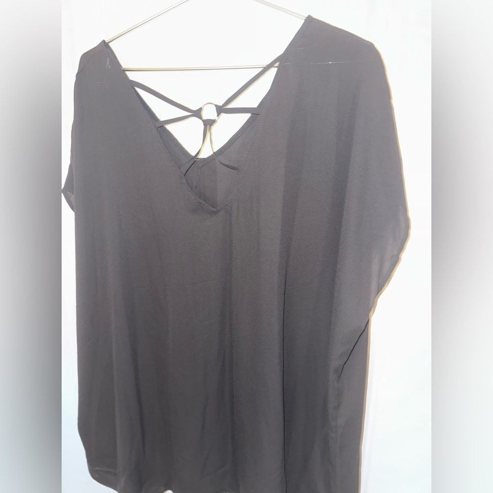 TORRID GEORGETTE STRAPPY BACK DOLMAN SHORT SLEEVE BLOUSE NEW - Picture 8 of 11